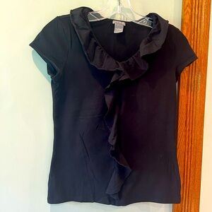 Ann Taylor Black Tee w/ Ruffle